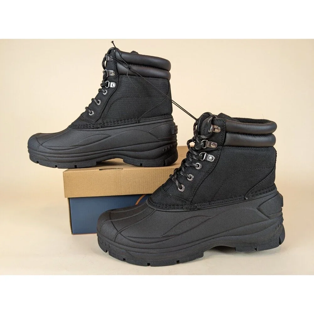 Weatherproof Vintage Joe Duck Boots Mens 9 M Black Lace Up Outdoor Shoes MWB